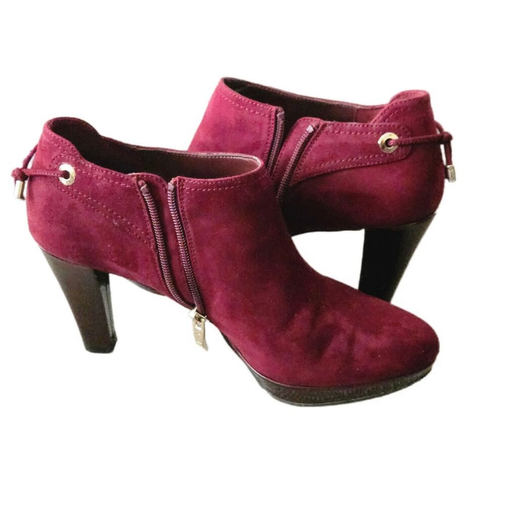 Liz Claiborne Maroon Plum Burgundy Booties Boots Heels Shoes Women Size 8.5